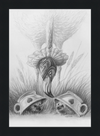 Flamingo and Hedgehogs (Drawing) Art Print