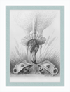 Flamingo and Hedgehogs (Drawing) Art Print