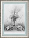 Flamingo and Hedgehogs (Drawing) Art Print