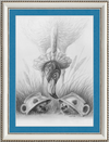 Flamingo and Hedgehogs (Drawing) Art Print