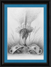 Flamingo and Hedgehogs (Drawing) Art Print