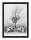 Flamingo and Hedgehogs (Drawing) Art Print