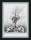 Flamingo and Hedgehogs (Drawing) Art Print