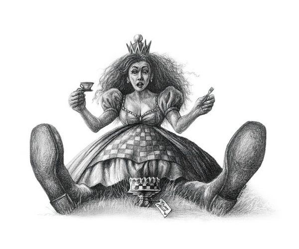 The Red Queen (Drawing) Art Print