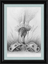 Flamingo and Hedgehogs (Drawing) Art Print