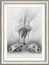 Flamingo and Hedgehogs (Drawing) Art Print