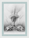 Flamingo and Hedgehogs (Drawing) Art Print