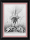 Flamingo and Hedgehogs (Drawing) Art Print