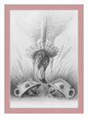 Flamingo and Hedgehogs (Drawing) Art Print