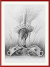 Flamingo and Hedgehogs (Drawing) Art Print