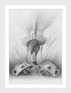 Flamingo and Hedgehogs (Drawing) Art Print