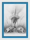 Flamingo and Hedgehogs (Drawing) Art Print