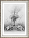 Flamingo and Hedgehogs (Drawing) Art Print