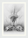 Flamingo and Hedgehogs (Drawing) Art Print