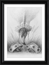 Flamingo and Hedgehogs (Drawing) Art Print