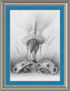 Flamingo and Hedgehogs (Drawing) Art Print