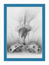 Flamingo and Hedgehogs (Drawing) Art Print