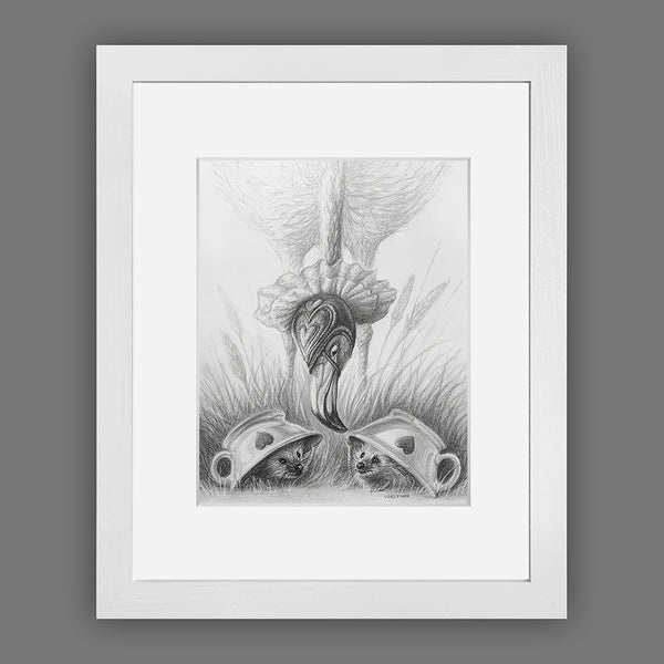 Flamingo and Hedgehogs - Original Artwork