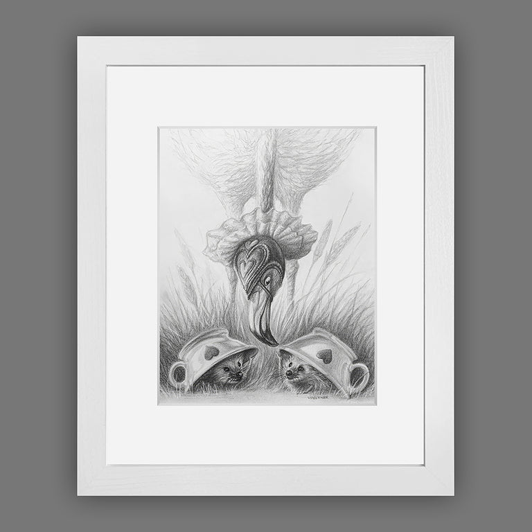 Flamingo and Hedgehogs - Original Artwork