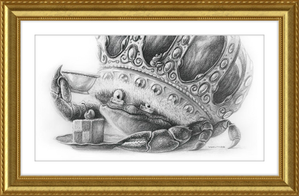 The Old Crab (Drawing) Art Print