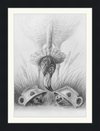 Flamingo and Hedgehogs (Drawing) Art Print