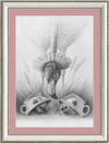 Flamingo and Hedgehogs (Drawing) Art Print