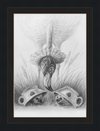 Flamingo and Hedgehogs (Drawing) Art Print
