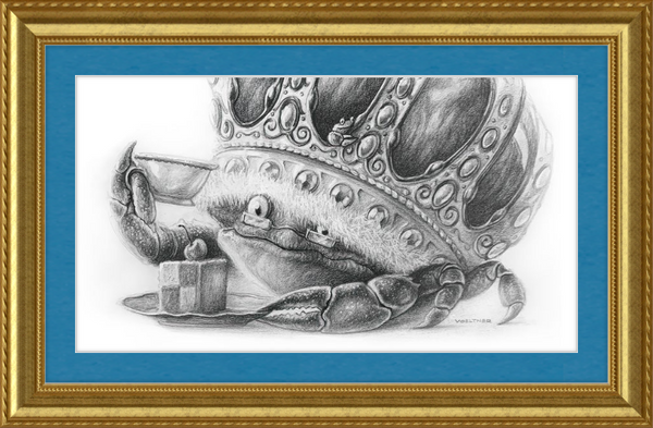 The Old Crab (Drawing) Art Print
