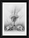 Flamingo and Hedgehogs (Drawing) Art Print