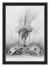 Flamingo and Hedgehogs (Drawing) Art Print