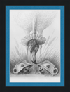 Flamingo and Hedgehogs (Drawing) Art Print