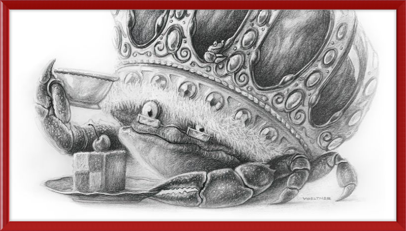The Old Crab (Drawing) Art Print