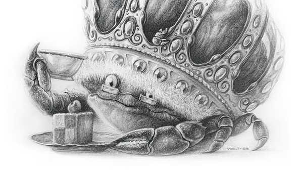 The Old Crab (Drawing) Art Print